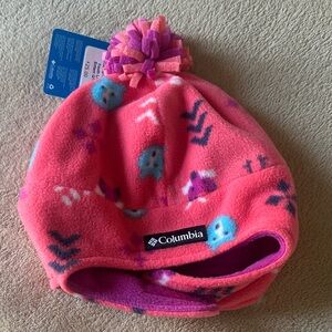 Columbia Pink Fleece Kids Hat with Pom Pom